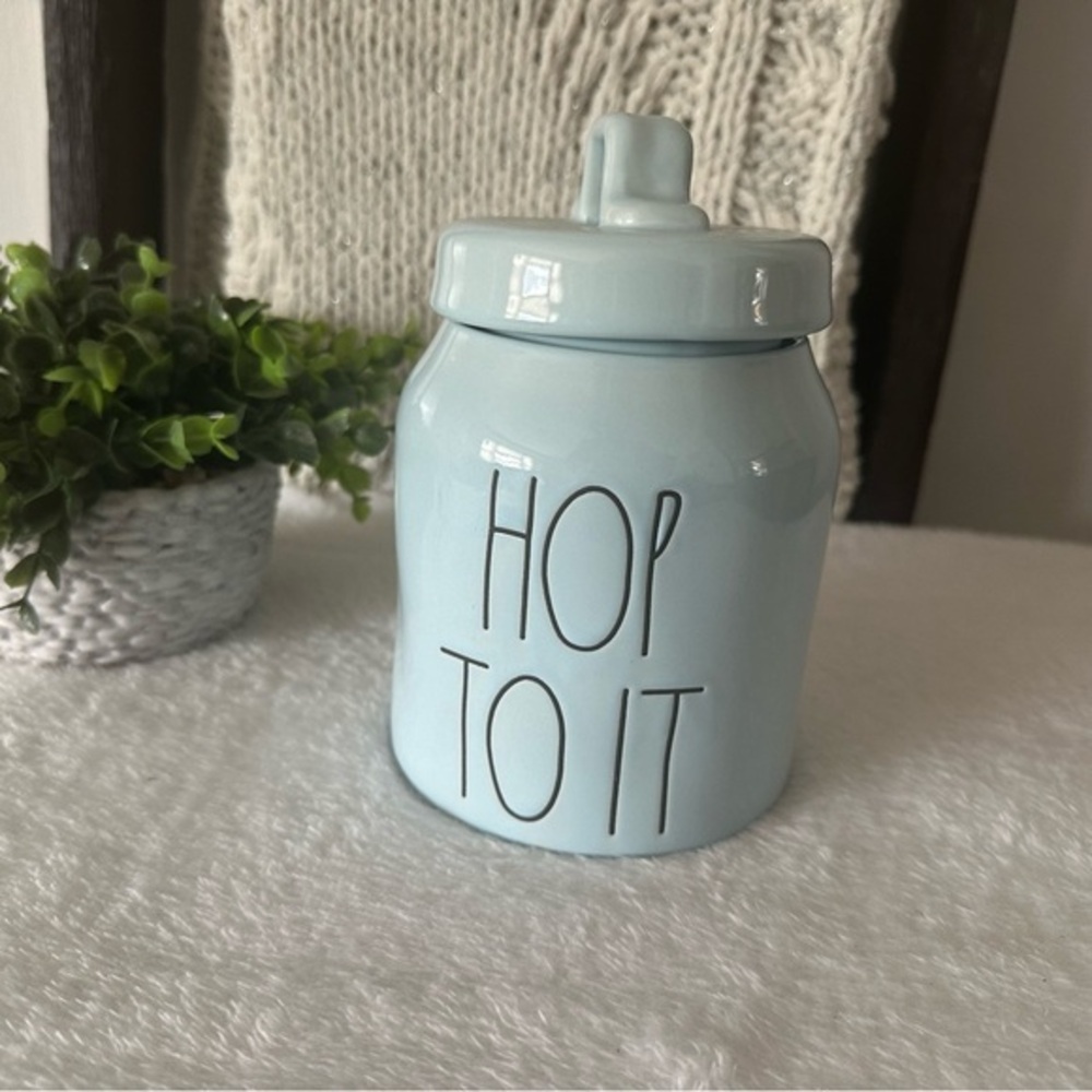 Rae Dunn Light Blue Ceramic Jar with Lid
